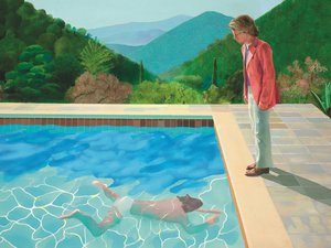 Portrait D'un Artiste : Piscine Avec Deux Personnages — David Hockney