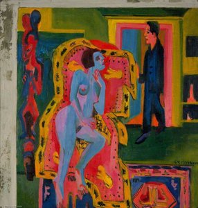 Interior Com Mulher Nu E Homem — Ernst Ludwig Kirchner