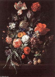 Still-life With Bouquet Of Flowers And Plums — Rejhel Rajš