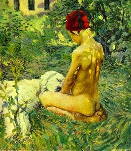 Boy With A Dog — Viktor Elpidiforovich Borisov Musatov