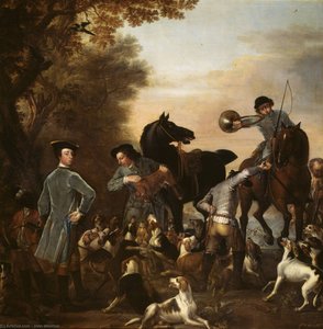 Viscount Weymouth's Hunt Thomas, 2nd Viscount Weymouth, With A Black Page And Other Huntsmen At The Kill — John Wootton