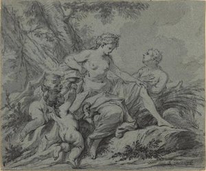 Female Figures With Putti In A Landscape — Guillaume Thomas Taraval
