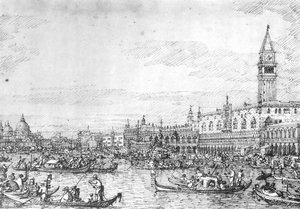 Venise : Le Canal De San Marco Avec Le Bucintoro Au Mouillage — Giovanni Antonio Canal