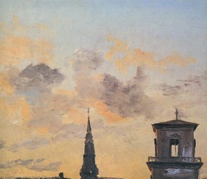 Dos Campanarios Al Atardecer, Copenhague — Johan Christian Dahl