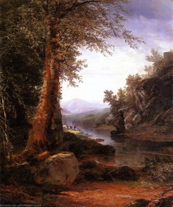 Hunters On A Riverbank — John Frederick Kensett