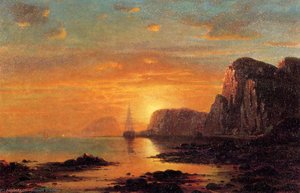 Seascape: Cliffs At Sunset — William Bradford