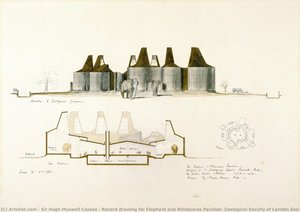 Record Drawing For Elephant And Rhinoceros Pavilion, Zoological Society Of London Zoo, Regent — Sir Hugh Maxwell Casson