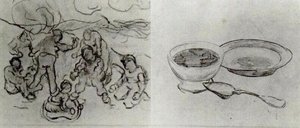 Sheet With Sketches Of Figures — Vincent Willem Van Gogh