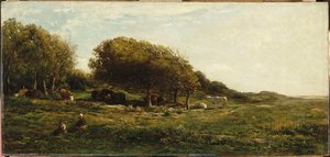 Les Graves De Villerville, Dit Aussi Paturage Avec Vue Sur La Mer — Charles-françois Daubigny