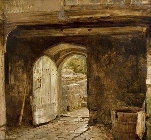 Sketch Of A Doorway With A Water Barrel — William Dyce