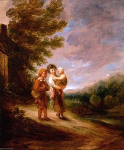 Landscape With Peasant Children Outside A Cottage — Gainsborough Dupont