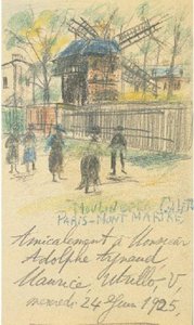 Figures In Front Of The Galette Mill, Montmartre — Maurice Utrillo