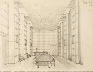 Ministero Degli Affari Esteri: Progetto Della Sala Della Vittoria Con Il Controsoffitto Di Amerigo Tot — Enrico Del Debbio