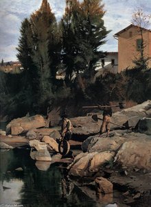 Sand Diggers On The Mugnone — Odoardo Borrani
