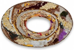 Handwoven Seed & Fiber Wall Tapestry - Organic Texture Art
