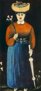 Woman With Flowers And Parasol — Niko Pirosmani