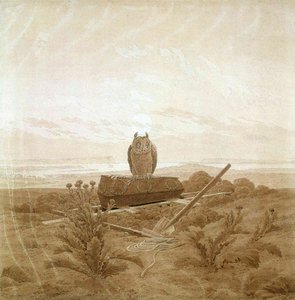 Landscape With Grave Coffin And Owl — Caspar David Friedrich