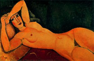 Reclining Nude With Left Arm Resting On Forehead — Modigliani