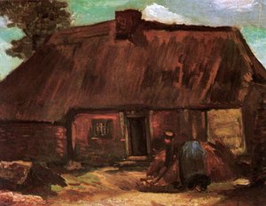 Cottage With Peasant Woman Digging — Vincent Willem Van Gogh