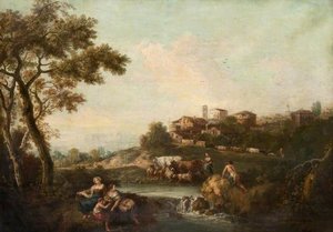 A Watering Place Near A Village — Francesco Zuccarelli