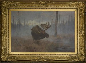 (charging Moose Painting) — Carl Clemens Moritz Rungius