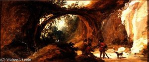 A Rocky Landscape With Sportsmen On A Path — Joos De Momper The Younger