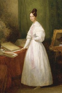 Portrait De La Princesse Marie D'orléans Devant Ses Carnets De Dessins — Ary Scheffer