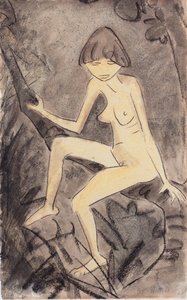 Naked Woman Sitting On Branch — Otto Mueller