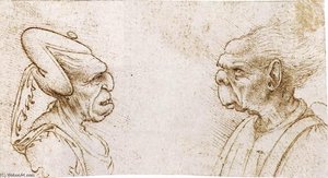 Two Grotesque Heads — Francesco Melzi