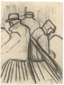 Omnibus Tirado Por Caballos En París, Tres Hombres Sentados En El Puente Superior — Paula Modersohn-becker