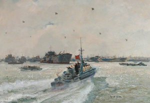 Admiral Ramsay Reviewing The Fleet Before D Day — Charles David Cobb