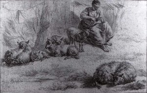 Seated Woman With A Basket And Livestock — Adriaen Van De Velde