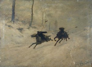Eclaireurs En Fuite Sur La Neige — Gaston Guignard