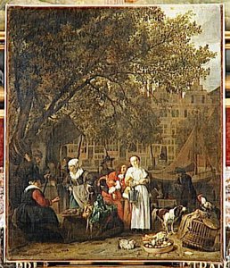 Le Marche Aux Herbes D'amsterdam — Gabriel Metsu
