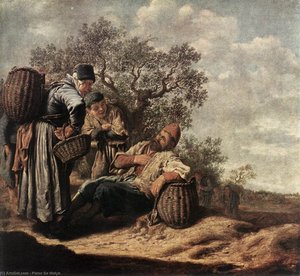 Landscape With Conversing Peasants — Pieter De Molyn