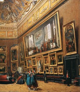 View Of The Grand Salon Carré In The Louvre (detail) — Giuseppe Castiglione