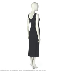 Evening Sheath Dress In Black Poult De Soie — Germaine Émilie Krebs