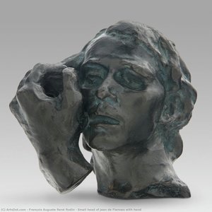 Pequeña Cabeza De Jean De Fiennes Con Mano — Auguste Rodin