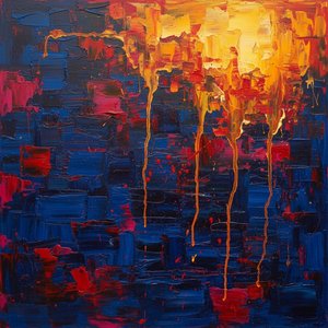 Luminous Descent: A Monumental Mosaic Of Golden Radiance And Midnight Shadows — Laurent Lefèvre