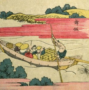 Travelers On A Ferry — Katsushika Hokusai