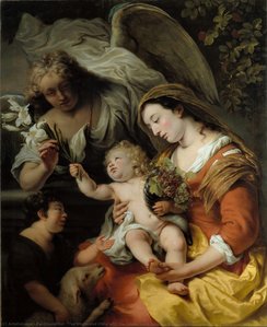 The Virgin And Child With The Infant Saint John The Baptist, And Gabriel — Ferdinand Bol