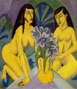 Two Nudes With Yellow Flowers — Ernst Ludwig Kirchner