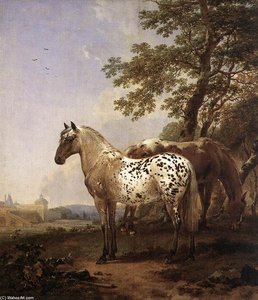 Landscape With Two Horses — Nicolaes Pietersz Berchem