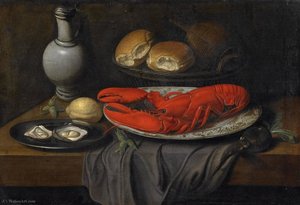 Still Life With Lobster And Oysters — Jacob Foppens Van Es