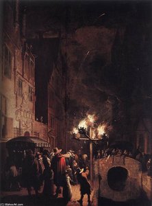 Celebration By Torchlight On The Oude Delft — Egbert Lievensz Van Der Poel