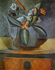 Fiori In Una Ciotola Grigia Con Bicchiere Di Vino E Cucchiaio — Pablo Picasso