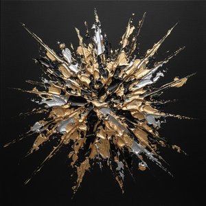 Celestial Fracture: A Monumental Radial Burst Of Sculptural Gold And Silver Impasto — David Moreau