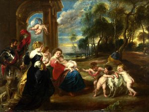 Estúdio De Peter Paul Rubens – A Sagrada Família Com Santos Em Paisagem — Peter Paul Rubens