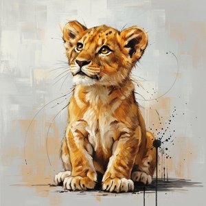 Golden Heir Of Serenity: A Monumental Study In Amber And Ink Splatter — Laurent Blanc