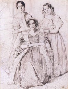 Portrait Of The Wife Of Admiral Duperré And Her Daughters — Théodore Chassériau